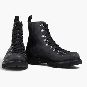 NEW Grenson Nanette distressed leather combat boots black Anthropologie hiking